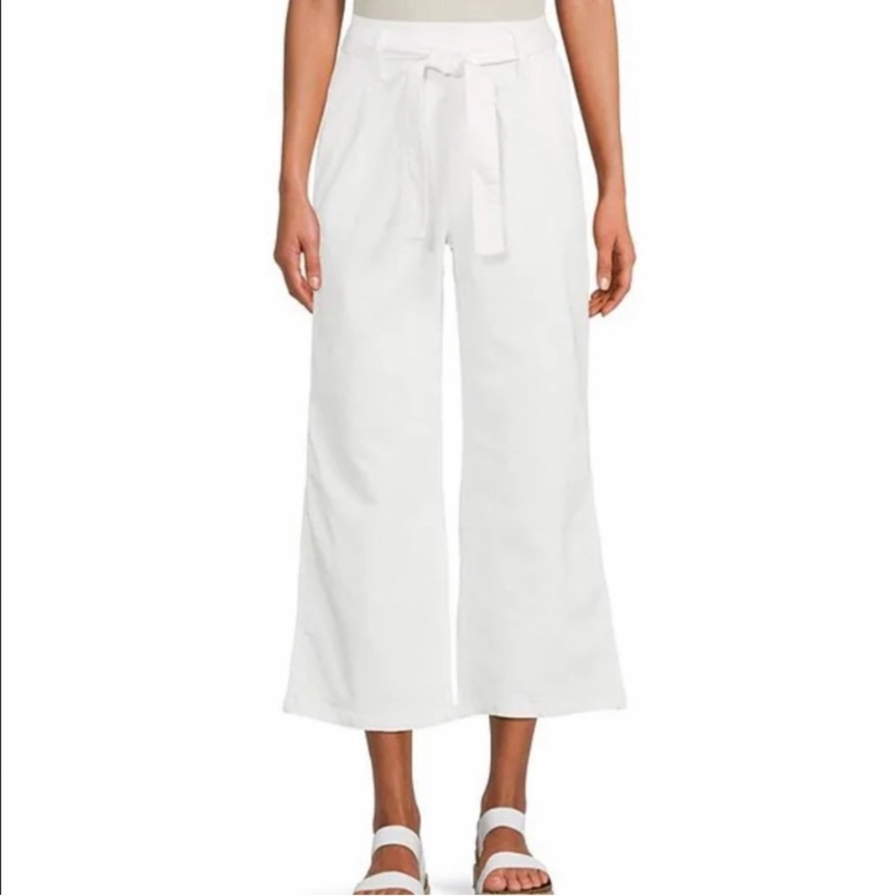 Cropped elastic waist wide leg palazzo pants with tie. NWOT